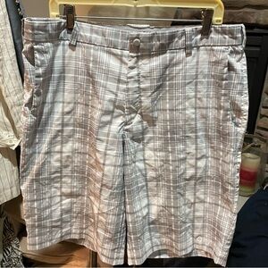 Nike Men's White and Gray Plaid Shorts